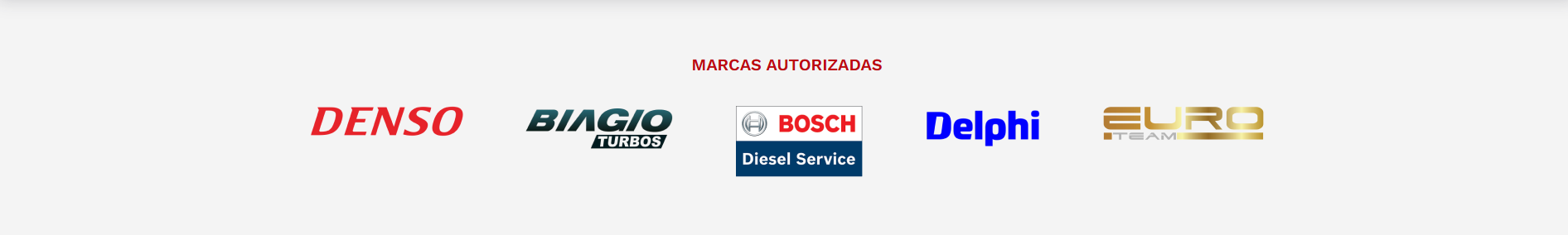 Marcas Autorizadas - DENSO, BIAGIO TURBOS, BOSCH Diesel Service, Delphi, EURO TEAM